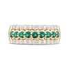 Thumbnail Image 3 of Natural Emerald & Diamond Anniversary Ring 1/2 ct tw 10K Yellow Gold