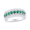 Thumbnail Image 1 of Natural Emerald & Diamond Anniversary Ring 1/2 ct tw 10K White Gold