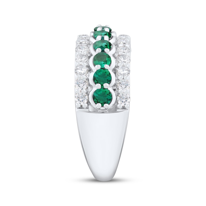 Main Image 2 of Natural Emerald & Diamond Anniversary Ring 1/2 ct tw 10K White Gold