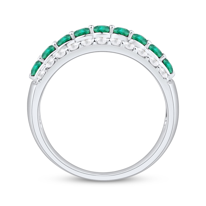 Main Image 3 of Natural Emerald & Diamond Anniversary Ring 1/2 ct tw 10K White Gold