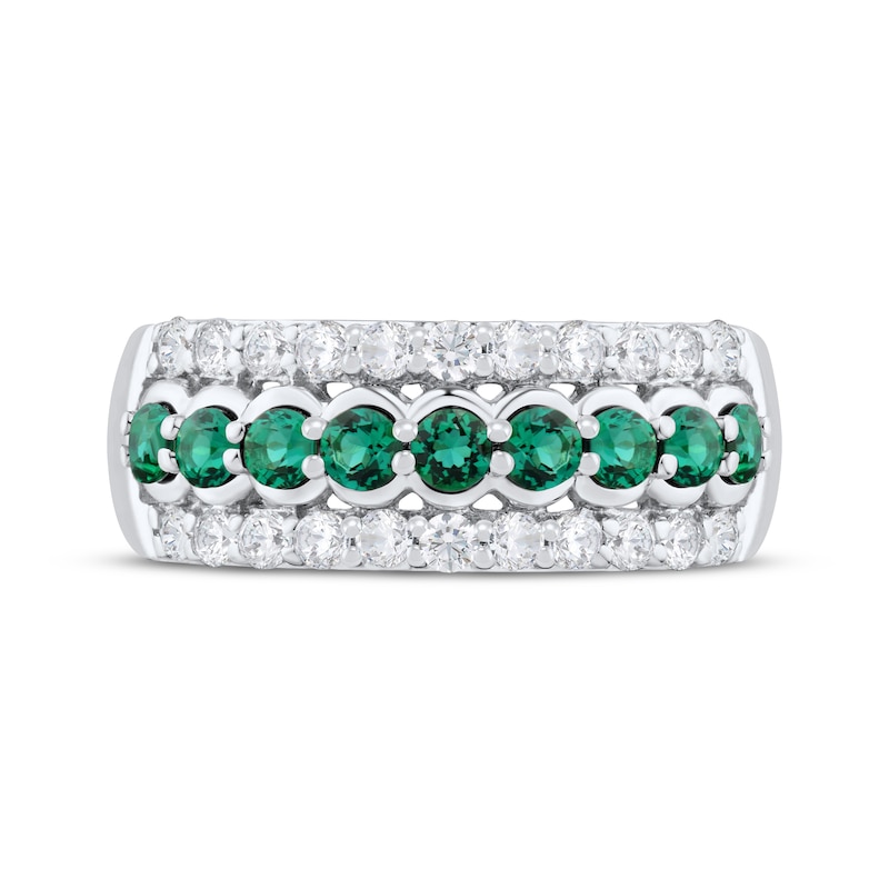 Main Image 4 of Natural Emerald & Diamond Anniversary Ring 1/2 ct tw 10K White Gold