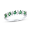 Thumbnail Image 1 of Marquise-Cut Natural Emerald & Diamond Anniversary Ring 1/5 ct tw 10K White Gold