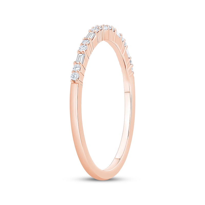 Main Image 2 of Baguette & Round-Cut Diamond Anniversary Ring 1/10 ct tw 10K Rose Gold