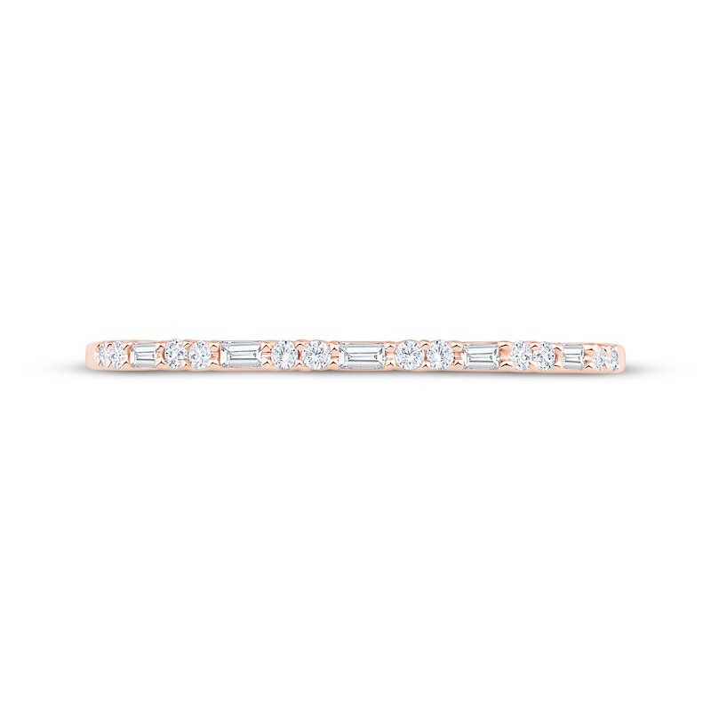 Main Image 3 of Baguette & Round-Cut Diamond Anniversary Ring 1/10 ct tw 10K Rose Gold