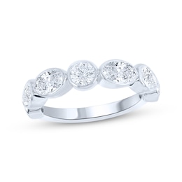 Now + Forever Lab-Grown Diamonds Oval & Round-Cut Anniversary Ring 1 ct tw 14K White Gold