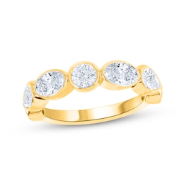 Lab-Grown Diamonds by KAY Oval & Round-Cut Anniversary Ring 1 ct tw 14K Yellow Gold