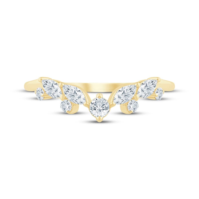 Main Image 3 of Marquise & Round-Cut Diamond Contour Ring 1/3 ct tw 14K Yellow Gold