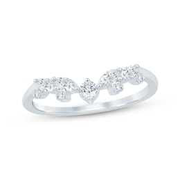 Marquise & Round-Cut Diamond Contour Ring 1/3 ct tw 14K White Gold