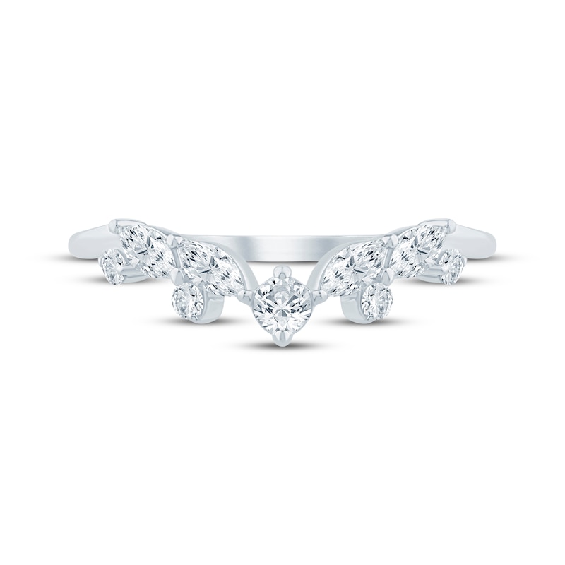 Main Image 3 of Marquise & Round-Cut Diamond Contour Ring 1/3 ct tw 14K White Gold