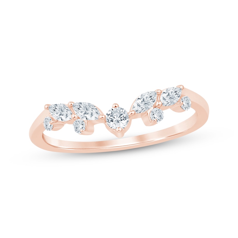 Main Image 1 of Marquise & Round-Cut Diamond Contour Ring 1/3 ct tw 14K Rose Gold