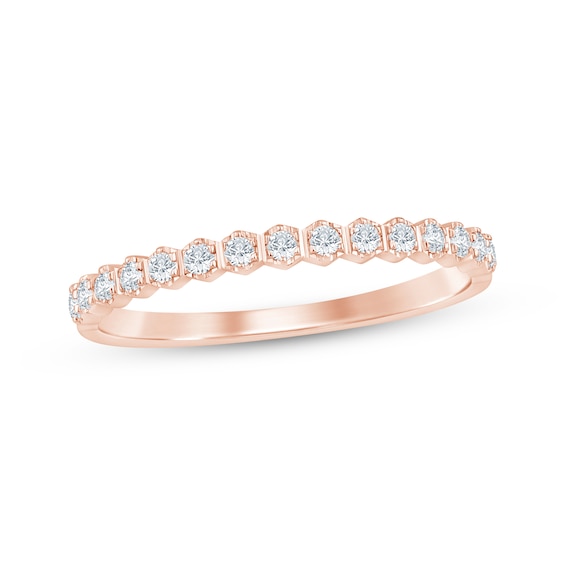 Diamond Hexagon Frames Anniversary Ring 1/6 ct tw 10K Rose Gold