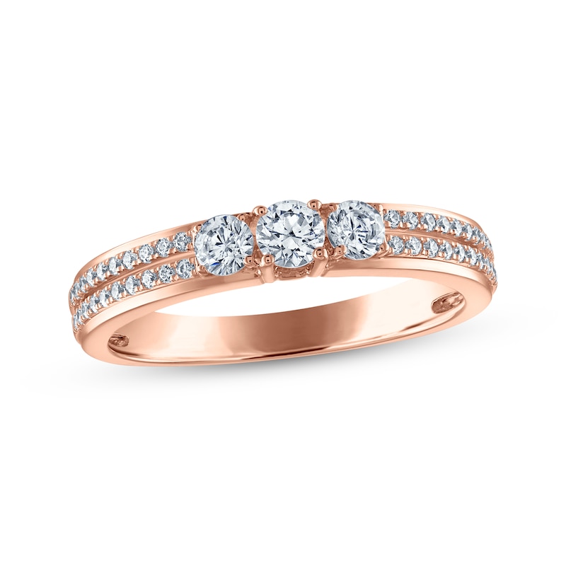 Main Image 1 of Diamond Three-Stone Anniversary Ring 1/2 ct tw 14K Rose Gold