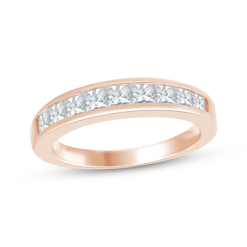 Main Image 1 of Princess-Cut Diamond Channel-Set Anniversary Ring 1 ct tw 14K Rose Gold