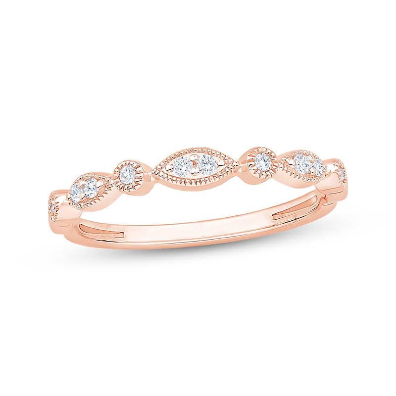 Main Image 1 of Diamond Milgrain Anniversary Ring 1/10 ct tw 10K Rose Gold