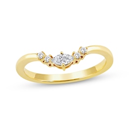 Now + Forever Marquise & Round-Cut Diamond Contour Anniversary Ring 1/6 ct tw 10K Yellow Gold