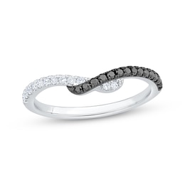 Black & White Diamond Contour Ring 1/4 ct tw 10K White Gold