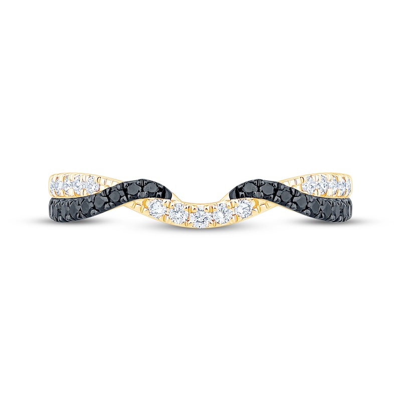 Main Image 3 of Now + Forever Black & White Diamond Twist Contour Ring 1/3 ct tw 10K Yellow Gold