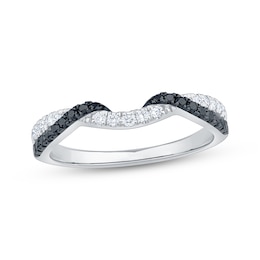 Black & White Diamond Twist Contour Ring 1/3 ct tw 10K White Gold