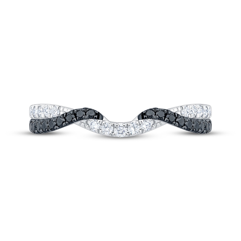 Main Image 3 of Black & White Diamond Twist Contour Ring 1/3 ct tw 10K White Gold