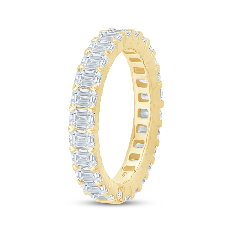 Main Image 2 of Monique Lhuillier Bliss Emerald-Cut Lab-Grown Diamond Eternity Ring 3 ct tw 18K Yellow Gold