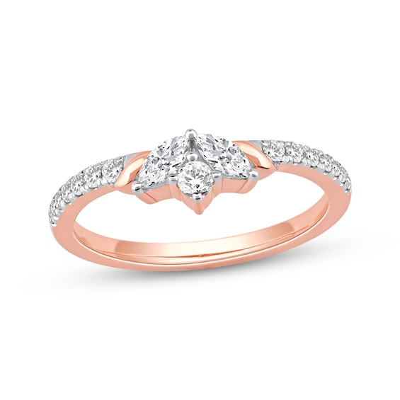 Marquise & Round-Cut Diamond Anniversary Ring 3/8 ct tw 10K Rose Gold