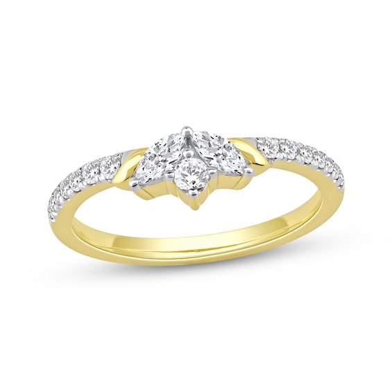 Marquise & Round-Cut Diamond Anniversary Ring 3/8 ct tw 10K Yellow Gold