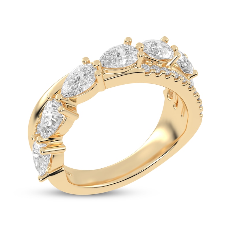 Main Image 2 of Lab-Grown Diamonds by KAY Pear-Shaped Crossover Anniversary Ring 1-1/4 ct tw 14K Yellow Gold