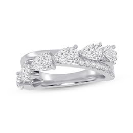 Lab-Grown Diamonds by KAY Pear-Shaped Crossover Anniversary Ring 1-1/4 ct tw 14K White Gold