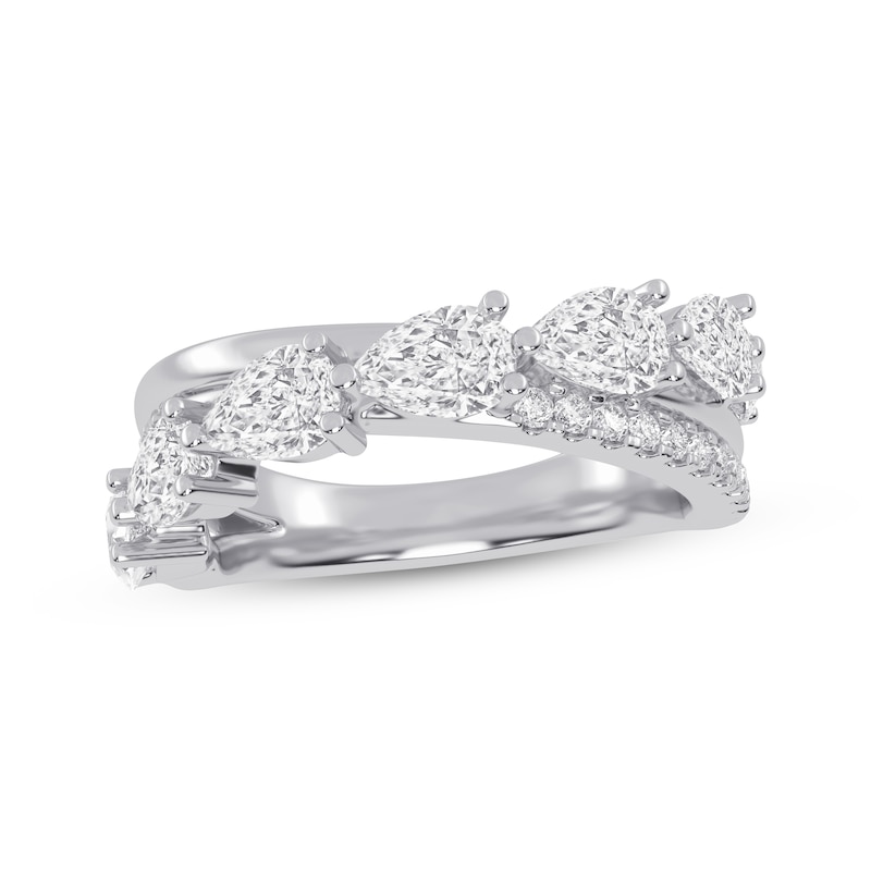 Main Image 1 of Lab-Grown Diamonds by KAY Pear-Shaped Crossover Anniversary Ring 1-1/4 ct tw 14K White Gold