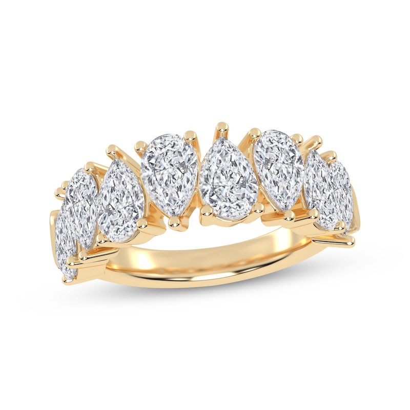 Main Image 1 of Now + Forever Lab-Grown Diamonds Pear-Shaped Alternating Anniversary Ring 4 ct tw 14K Yellow Gold