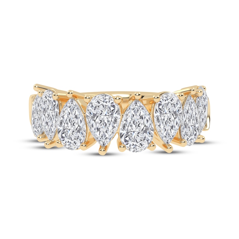 Main Image 3 of Now + Forever Lab-Grown Diamonds Pear-Shaped Alternating Anniversary Ring 4 ct tw 14K Yellow Gold