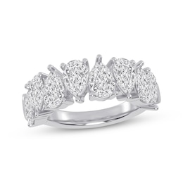 Lab-Grown Diamonds by KAY Pear-Shaped Alternating Anniversary Ring 4 ct tw 14K White Gold