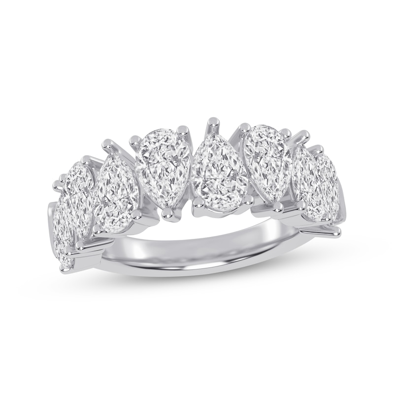 Main Image 1 of Lab-Grown Diamonds by KAY Pear-Shaped Alternating Anniversary Ring 4 ct tw 14K White Gold