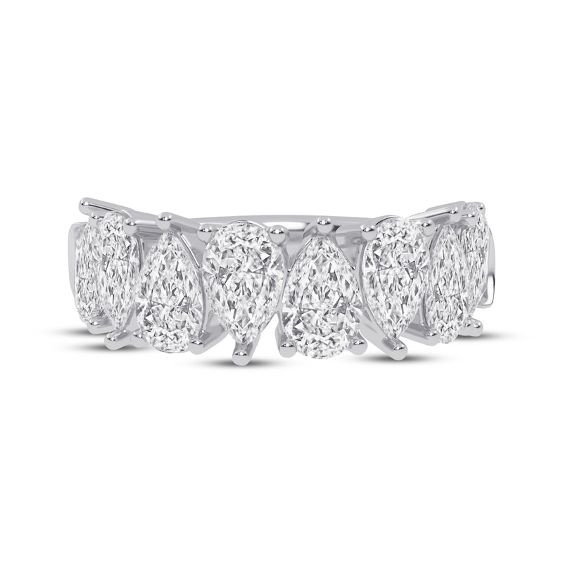 Main Image 3 of Lab-Grown Diamonds by KAY Pear-Shaped Alternating Anniversary Ring 4 ct tw 14K White Gold