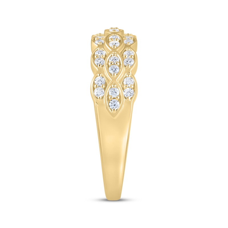 Diamond Three-Row Scalloped Anniversary Ring 3/8 ct tw 10K Yellow Gold