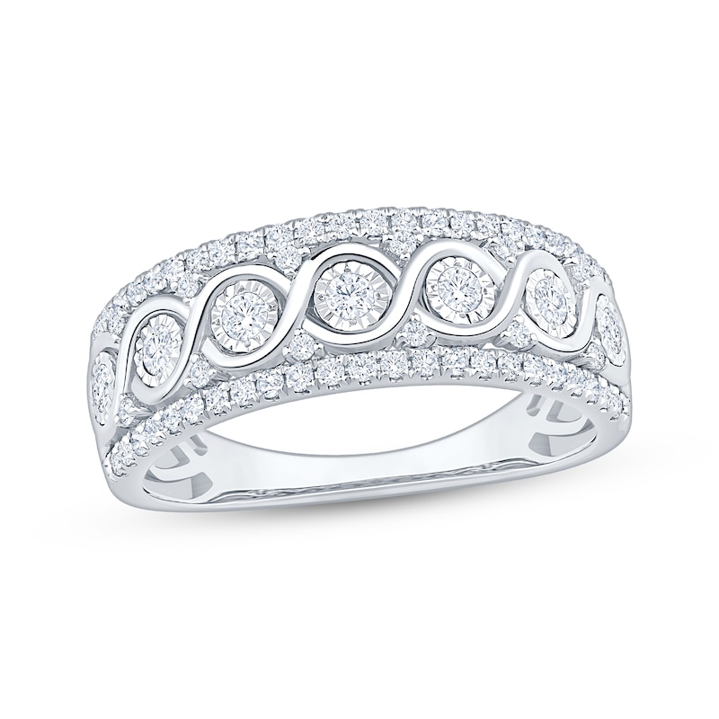 Main Image 1 of Diamond Twist Anniversary Ring 1/2 ct tw 10K White Gold