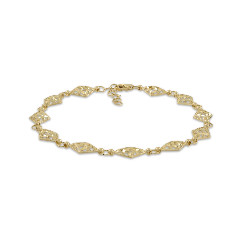 Main Image 2 of Italian Brilliance Diamond-Cut Diamond-Shaped Link Bracelet 14K Yellow Gold 8.5&quot;