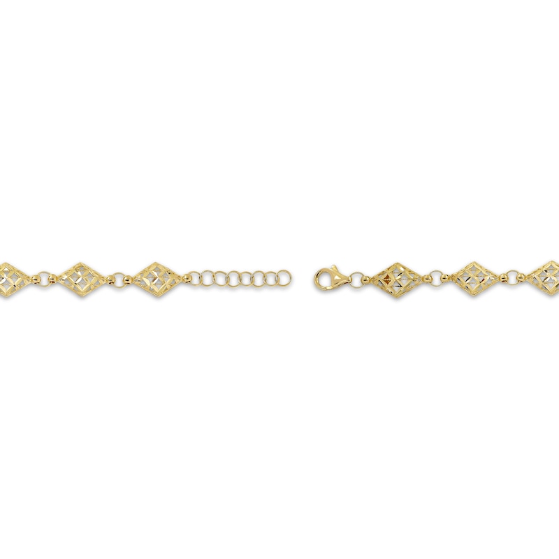 Main Image 4 of Italian Brilliance Diamond-Cut Diamond-Shaped Link Bracelet 14K Yellow Gold 8.5&quot;