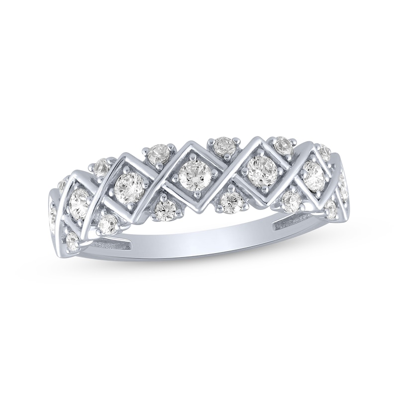 Main Image 1 of Now + Forever Diamond Geometric Anniversary Ring 1/2 ct tw 14K White Gold