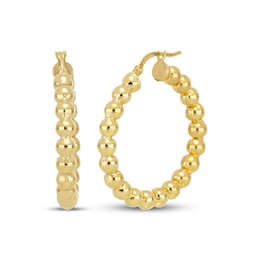 Beaded Hoop Earrings 10K Yellow Gold 20mm