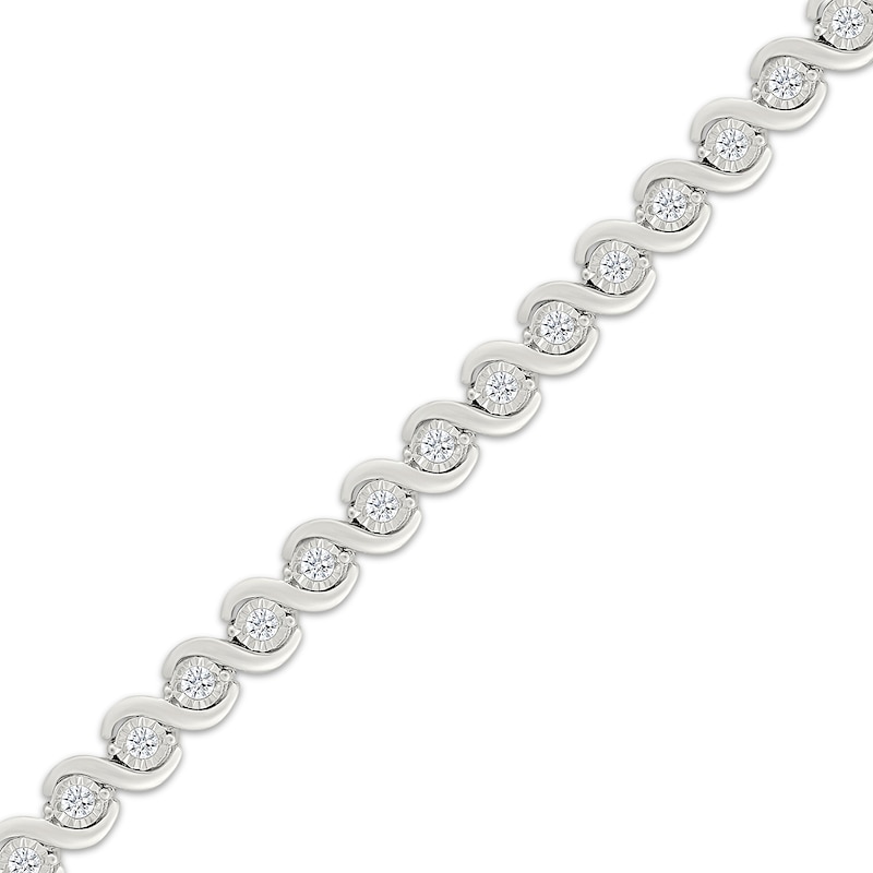 Main Image 2 of Diamond Swirl Link Bracelet 1 ct tw 10K White Gold 7&quot;