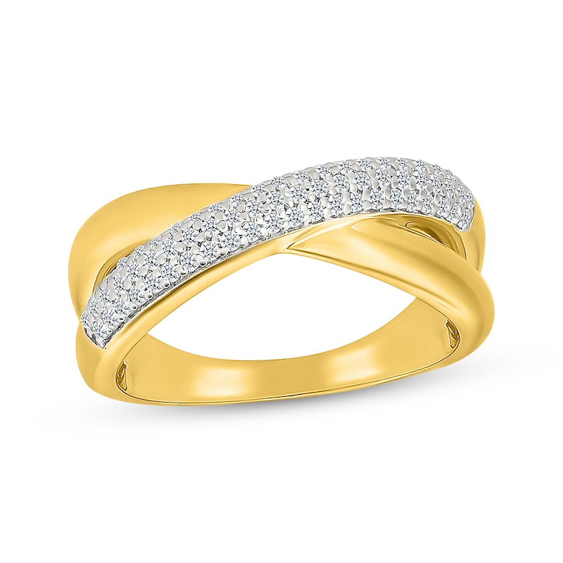 Main Image 1 of Diamond Crossover Fashion Ring 1/4 ct tw 10K Yellow Gold