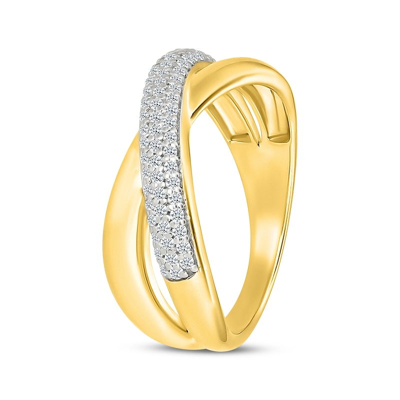 Main Image 2 of Diamond Crossover Fashion Ring 1/4 ct tw 10K Yellow Gold