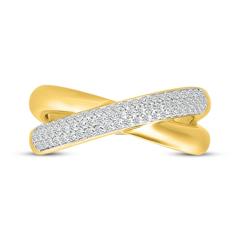 Main Image 4 of Diamond Crossover Fashion Ring 1/4 ct tw 10K Yellow Gold