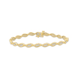 Diamond Swirl Link Bracelet 1/6 ct tw 10K Yellow Gold 7&quot;