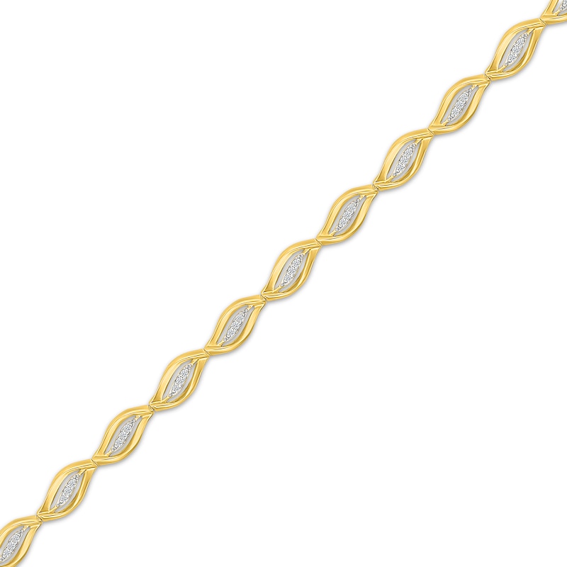 Main Image 2 of Diamond Swirl Link Bracelet 1/6 ct tw 10K Yellow Gold 7&quot;