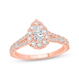 Lab-Grown Diamonds by KAY Pear-Shaped Halo Engagement Ring 1 ct tw 14K Rose Gold