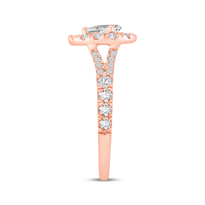 Main Image 2 of Lab-Grown Diamonds by KAY Pear-Shaped Halo Engagement Ring 1 ct tw 14K Rose Gold