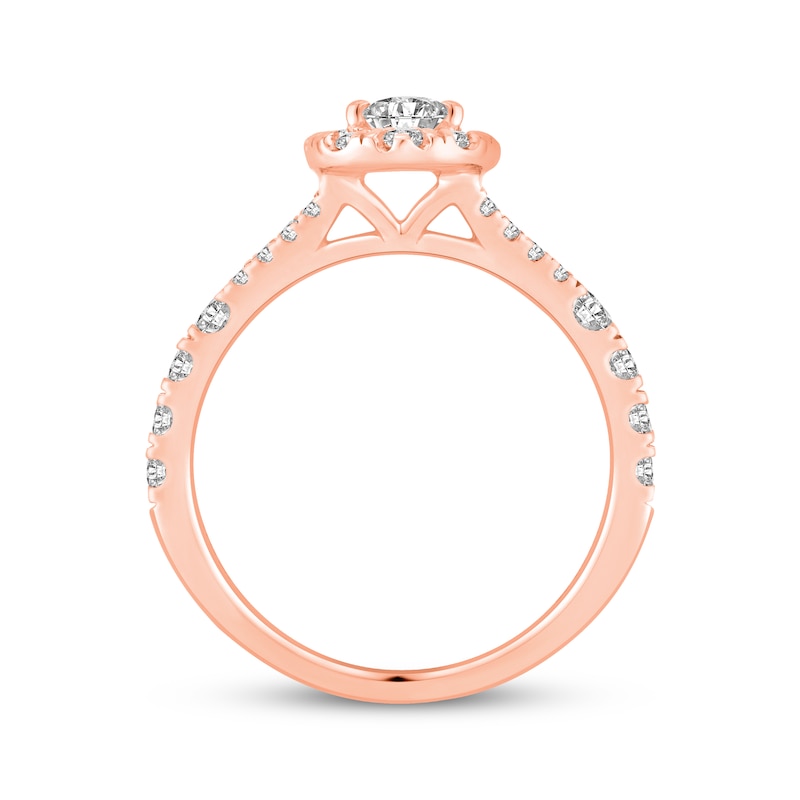 Main Image 3 of Lab-Grown Diamonds by KAY Pear-Shaped Halo Engagement Ring 1 ct tw 14K Rose Gold