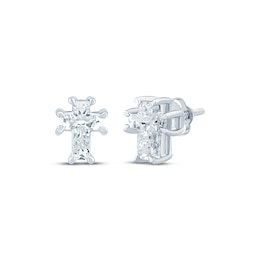 Lab-Created Diamonds by KAY Solitaire Cross Earrings 1-1/4 ct tw 14K White Gold (F/SI2)